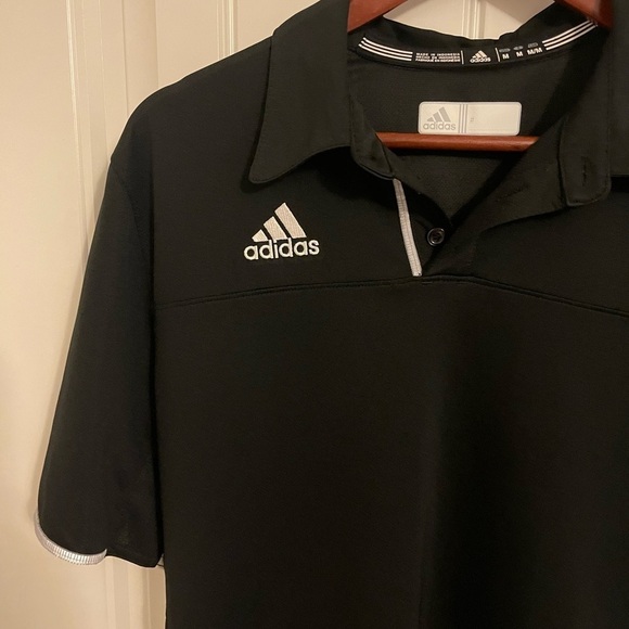 ADIDAS  CLIMACOOL POLO black with white sides,‎ embroidered Adidas right chest - Picture 1 of 8